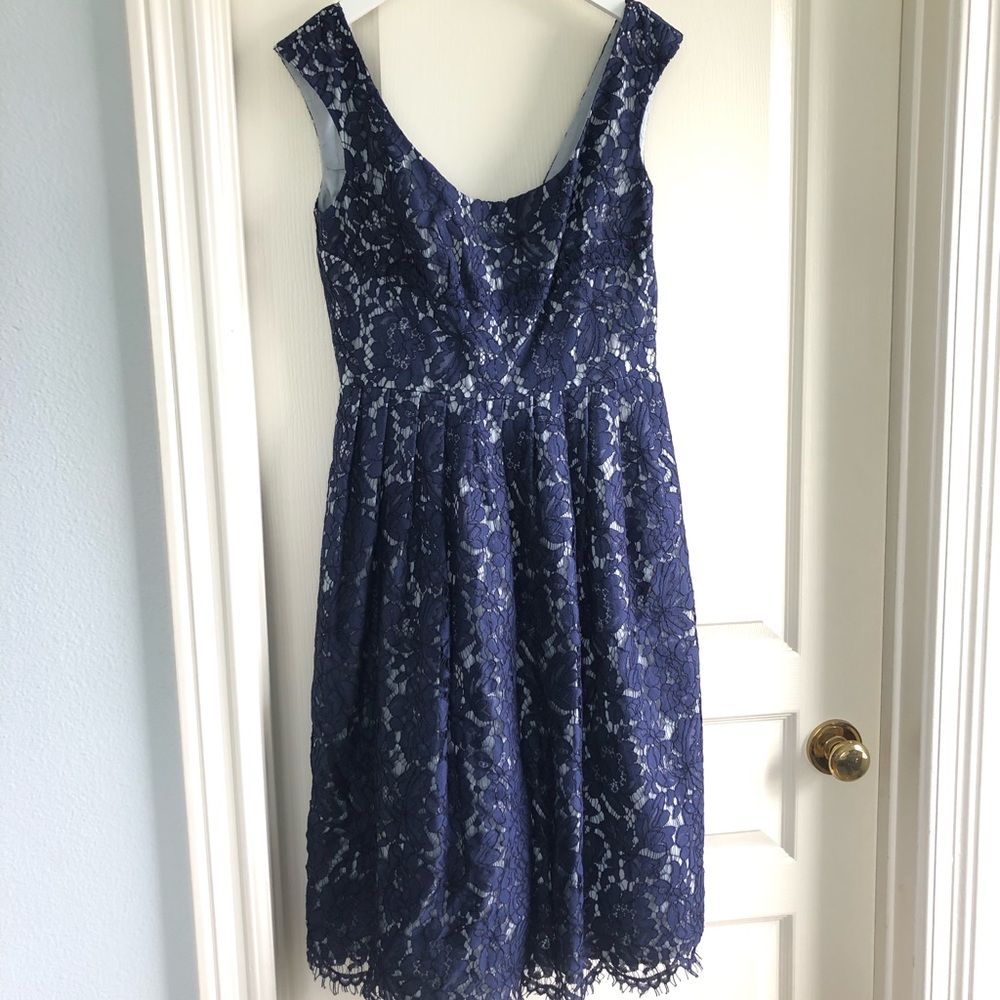 Maggy London Blue Lace Tea Length Dress
